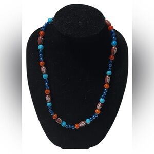 HANDMADE Denver Broncos 24” Football Beaded Necklace And Bracelet Set